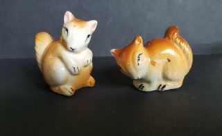 Vintage Ceramic Brown - Tan Squirrels Salt And Pepper Shakers Japan