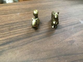 Set Of 2 Vintage Solid Brass Animals Miniature Squirrels