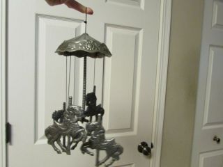 Pewter Wind Chimes 4 Horse Carousel Previously Owned
