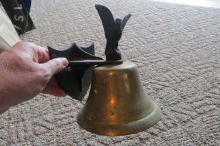 Large Wall Mount Dinner Bell With Cast Iron Eagle On Top Shield Plate To House