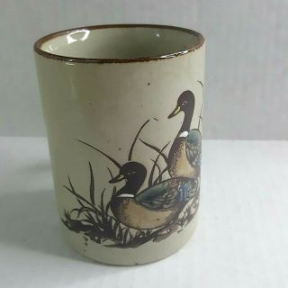 Vintage Otagiri Mallard Duck Coffee Tea Mug Speckled Brown 2