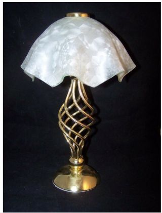 Partylite Brass Spiral Paragon Lamp W Handkerchief Shade P7757 Retired
