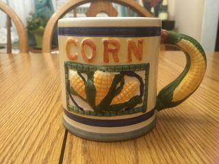 Vintage 3 D Corn Tomato Coffee Mug Tea Cup Houston Harvest 3 Dimensional Handle