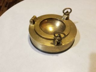 Vintage Solid Brass Nautical Glass Porthole Ashtray Maritime Paperweight