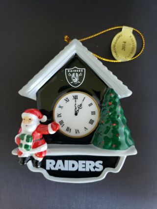 Oakland Raiders Danbury Christmas Ornament 2014 Cuckoo Clock With Santa