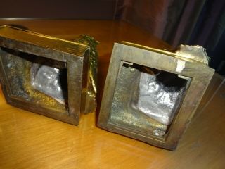 Vintage Cast Brass Owl Bookends,  Sitting on History Books,  Heavy, 5