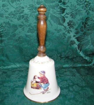 Gorham Fine China " A Boy Meets His Dog " Bell By Norman Rockwell 1979 Vintage