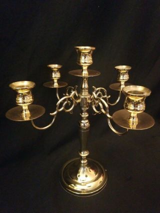 Baldwin Brass Candelabra 5 Candle Candlestick Holder Four Arms Decorative