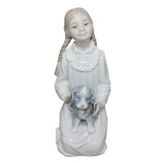 Lladro Nao Figurine 171 No Box Holding Her Puppy