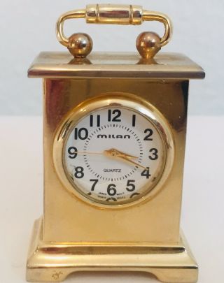 Vintage Solid Brass Milan Miniature Mantle Clock Quartz Japan Movement