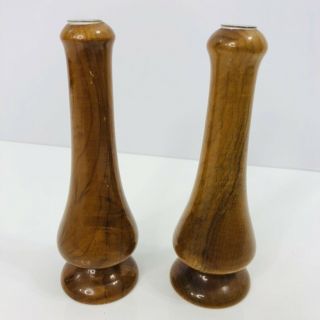 Burl Wood Bud Vase Pair Oregon Myrtlewood Myrtle Hand Made Coquille Or 5 "