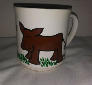 De Caf Coffee Mug Cup 12oz Calf Cow Humor Vintage Recycled Paper Products - Japan
