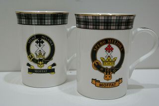 2 Key To The Clans Scotland Fine Bone China Coffee Mugs Moffat Spero Meliora