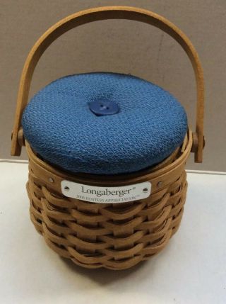 Longaberger 2003 Hostess Appreciation Basket,  Pin Cusion Lid,  Liner,  Protector