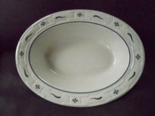 Longaberger Pottery Woven Traditions Classic Blue Large Oval Serving Bowl - 11 "