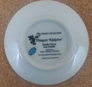 Disney ' s Alphabet Miniature Plate T is for TIMOTHY MOUSE from DUMBO Disney Mini 2