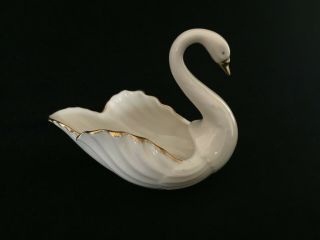 Lenox Porcelain Swan Trinket Candy Soap Dish 24k Gold Accent Trim Ceramic Bowl