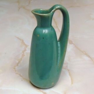 Vintage Art Pottery Cruet Or Small Pitcher In Green