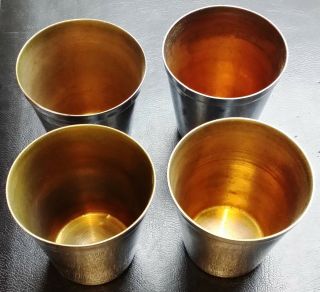 Vintage Leather Cup Holder with 4 Tin Cups - 3
