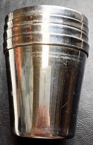 Vintage Leather Cup Holder with 4 Tin Cups - 4