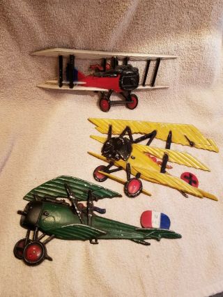 Vintage Homco Airplanes Cast Metal 1975 Wall Hangings Aviation Set Of 3 Planes X