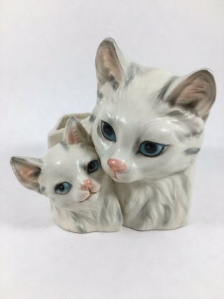 Vintage Napco Ware Siamese White Kitten Cat Head Planter C - 8857 Ceramic - 5”x 5”