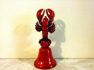 Vintage Metal Red Lobster Bell 4 " Tall Nautical