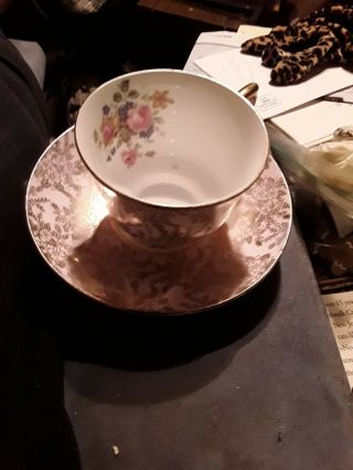 Eidinger’s London Teacup Saucer Set Bone China Made In England Pink Gold
