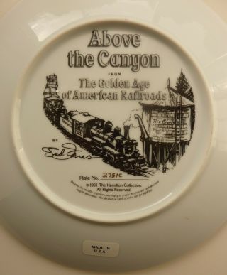 ABOVE THE CANYON Rio Grande Train Collector Plate Hamilton 1991 Ted Xaras 3