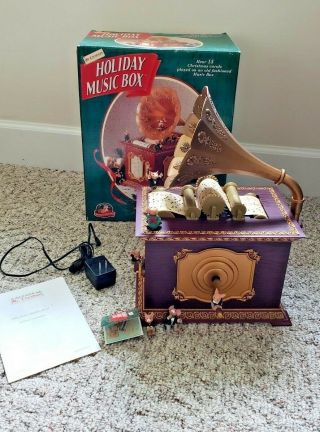 Mr.  Christmas Holiday Music Box Phonograph Animated 15 Songs Mice