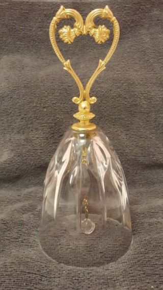 Vintage Lead Crystal Bell With Brass Handle Made In Italy