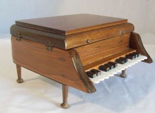 Vintage Wooden Baby Grand Piano Jewelry Box Trinket Box