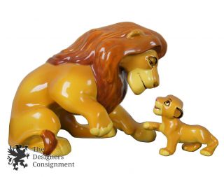 Schmid Walt Disney Ceramic Figurine Pair Mufasa & Simba Lion King Circle Life
