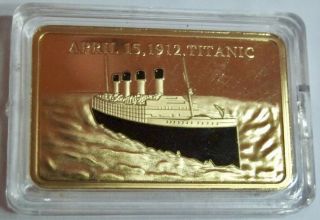 Tragedy Of The Titanic 1 Oz Gold Layered R.  F.  D.  999 Memorial Ingot - Coin