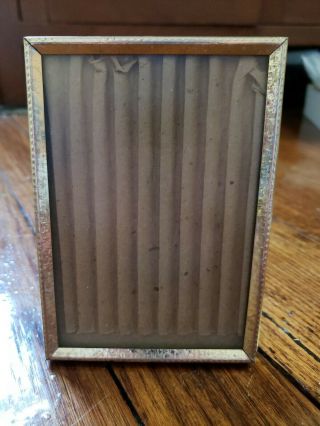 Vintage Brass Gold Color Metal Tabletop 3.  5x5 " Photo Frame Picture