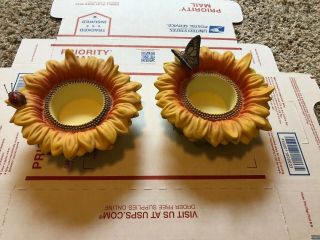 Set Partylite Sunflower Buddies Tealight Votive Candle Holders P7119 Euc