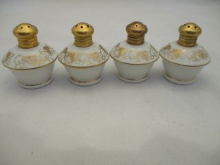 Set Of4 Vintage Irice White And Gold Hand Painted Salt And Pepper Shakers