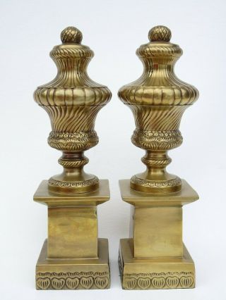 Bombay Company Brass Garniture Set / Bookends With Acorn Finials