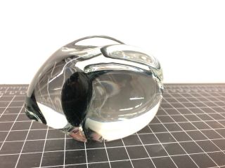 Vintage Crystal Murano Glass Rabbit Bunny Paperweight 4x3” Black Clear