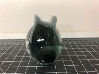Vintage Crystal Murano Glass Rabbit Bunny Paperweight 4x3” Black Clear 3