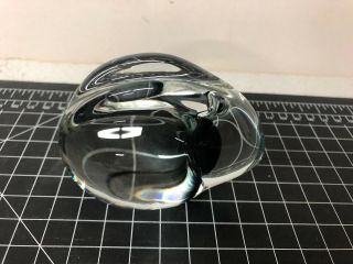 Vintage Crystal Murano Glass Rabbit Bunny Paperweight 4x3” Black Clear 5