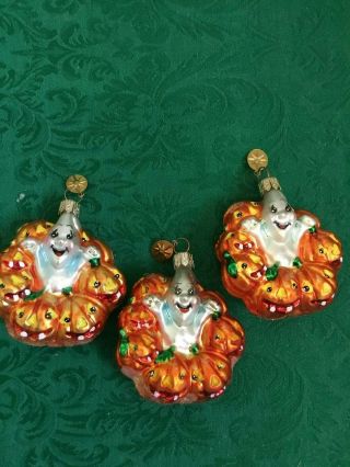3 Christopher Radko Halloween " Giggles And Boo " Ornaments 3 " Tall With Charm