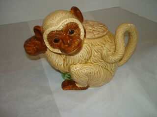 Teapot Ceramic Monkey 39206 Brown 6.  5 " High Applause Inc.  Decorative