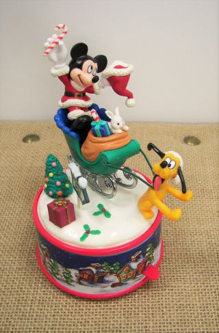 Disney Enesco Mickey Mouse Music Box Santas Secret Helpers Christmas Holiday