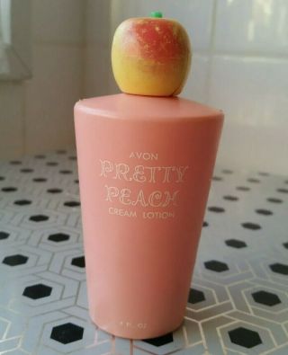 Avon Pretty Peach Cream Lotion Vintage 1960s Perfume Bottle Collectable Pink