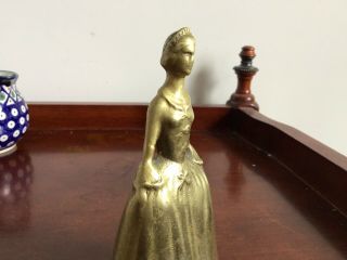 Vintage Cast Brass Figural Victorian Lady Dinner Bell