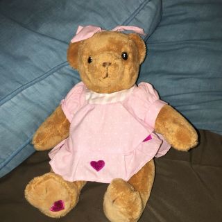 Cherished Teddies Plush 9 " Tan Bear Priscilla Hillman Enesco 2003 Pink Bow/dress