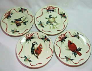 Lenox Winter Greetings 6 " Party Plates Set Of 4 Birds Orig.  Box