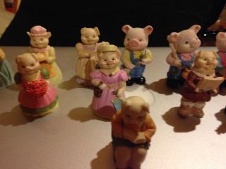Fourteen (14) J C Miniature Pig Figurines 3