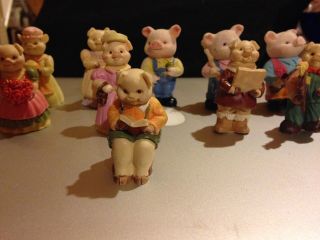 Fourteen (14) J C Miniature Pig Figurines 4